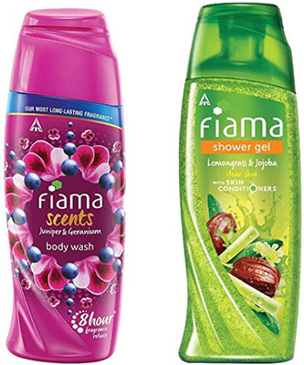 FIAMA Juniper Geranium Lemongrass Jojoba Shower Gel (Pack of 2)(2 x 250 ml)