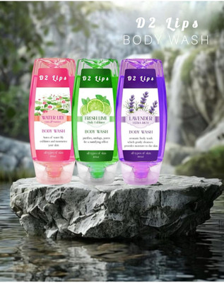 D2 LIPS Shower Gel Refreshing Body Wash with Skin Conditioners for Refreshed Skin(3 Items in the set)