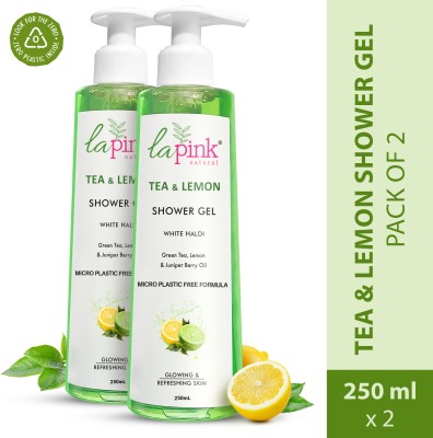 La Pink Tea & Lemon Shower Gel with White Haldi for Glowing and Refreshing Skin(2 x 250 ml)