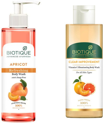 BIOTIQUE Apricot Body Wash 200 ML & Vitamin C Body Wash 200 ML(2 x 200 ml)