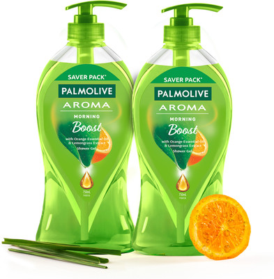 PALMOLIVE Aroma Morning Boost Body Wash (750ml x 2pcs) Shower Gel Pump Bottle(2 x 750 ml)