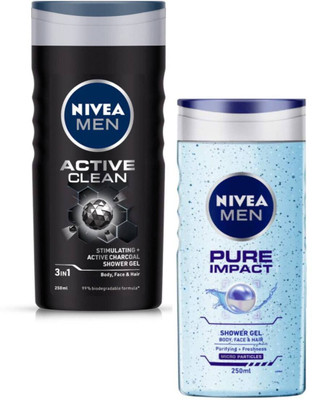 NIVEA Active Clean & Pure Impact shower Gel 250ml Set of 2(2 x 250 ml)