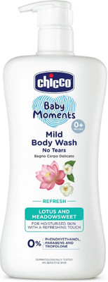Chicco Baby Moments Mild Body Wash Refresh, Paraben & SLS Free, Phenoxyethanol free,0M+(500 ml)