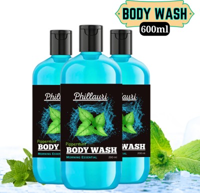 Phillauri Peppermint Body Wash For Refreshing And Deep Cleansing And Natural Skin(3 x 200 ml)