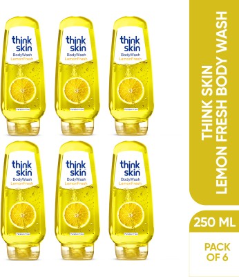 Think skin Lemon Fresh Body Wash | Refreshing Citrus Care for Bright | (Pack of 6)(6 x 250 ml)