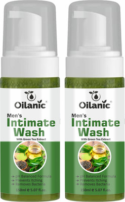 Oilanic Foaming Foam For Mens Intimate Wash ( With Green Tea Extract) Pack Of 2 (300ml)(2 x 150 ml)