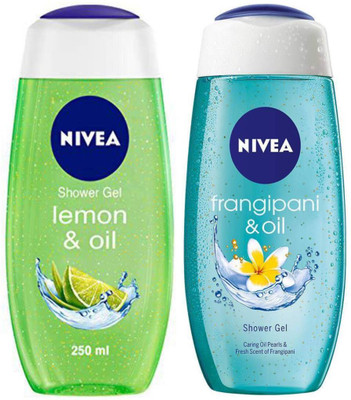 NIVEA Lemon & Oil Shower Gel 250ml & Frangipani & oil Shower Gel 250ml (set of 2)(2 x 250 ml)