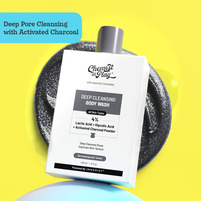 Chemist at Play Deep Cleansing Body Wash with Charcoal, Lactic Acid | Removes Dirt, Exfoliation(236 ml)