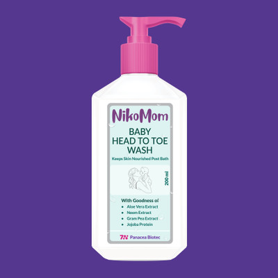 NikoMom Baby Head-to-Toe Body Wash with Triple Sugar Complex, Jojoba, Oat & Aloe Vera(200 ml)