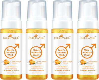 PARK DANIEL Men's Intimate Wash Maintain Ph Balance with Orange Extract Pack of 4 of 150ML(4 x 150 ml)