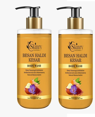 SKINRY Besan Haldi Kesar Body Wash for Glowing & Brightening Skin, Natural & Ayurvedic(2 x 300 ml)