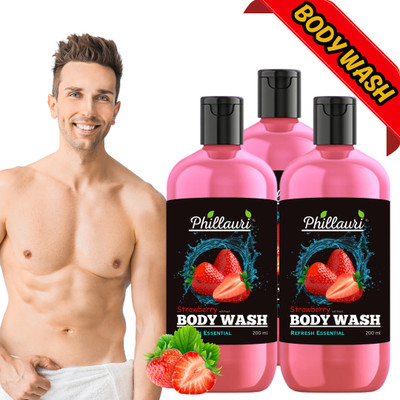 Phillauri Strawberry Body Wash For Deeply Nourishing And Moisturizing Soft And Smooth Skin(3 x 200 ml)