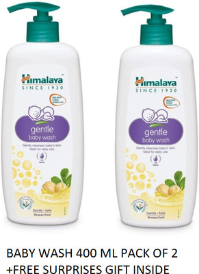 Himalaya Herbals GENTEL BABY WASH 40ML PACK OF 2 +FREE GIFT INSIDE(2 x 400 ml)