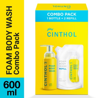 CINTHOL Lime Foam Body Wash - Combi Pack(3 x 200 ml)