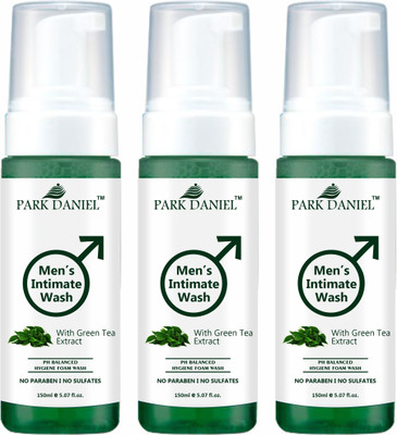 PARK DANIEL Men's Intimate Wash Maintain Ph Balance with Green Tea Extract Pack 3 of 150ML(3 x 150 ml)