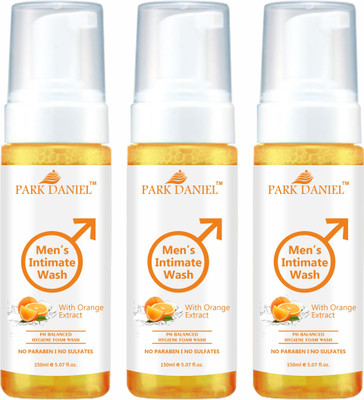 PARK DANIEL Men's Intimate Wash Maintain Ph Balance with Orange Extract Pack of 3 of 150ML(3 x 150 ml)
