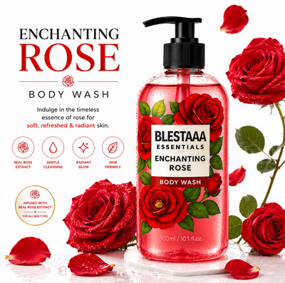 blestaaa essentialss Rose Luxury Body Wash – Soft Smooth & Deeply Nourished Skin(300 ml)