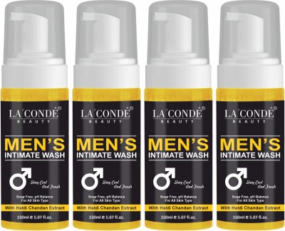 La'Conde Mens Intimate Care Wash with Haldi Chandan Extract Anti-Bacterial Pack 4 150ML(4 x 150 ml)
