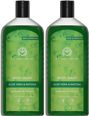 THE MAN COMPANY Body Wash for Glowing & Smooth Skin | Enriched with Aloe-Vera & Matcha(2 x 200 ml)