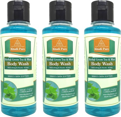 Khadi Pure Gramodyog Herbal Green Tea & Mint Body Wash (Pack Of 3) (630Ml)(3 x 210 ml)