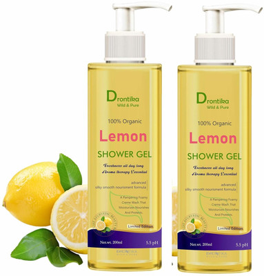 DRONTIKA WILD & PURE Lemon and Tea Tree Oil Body Wash Pump Bottle with Long Lasting Fragrance 400 ml(2 x 200 ml)