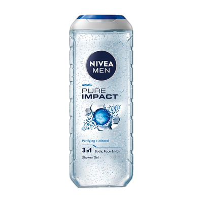 Nivea Men Pure Impact Body Wash with Purifying Micro Particles, Body, Face & Hair For Men(500 ml)