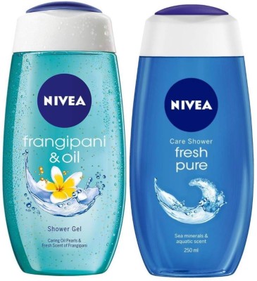 NIVEA Frangipani & Oil 250ml 1 pcs & Fresh Pure 250ml 1pcs Body wash(2 x 250 ml)