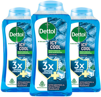 Dettol Cool Body Wash, Menthol & Eucalyptus(3 x 250 ml)