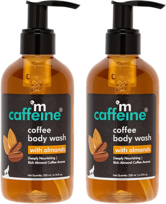 mCaffeine Coffee Almond Body Wash for D Tan & Glowing Skin Refreshing Fragrance Pack of 2(2 x 200 ml)
