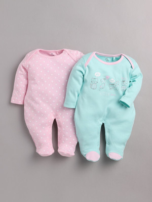 BabyGo Romper For Baby Boys & Baby Girls Casual Printed Pure Cotton(Multicolor, Pack of 2)