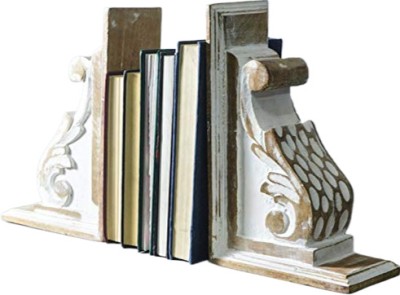 KHUSUBHDECOR ch2362 WOODEN BOOK END Wooden Book End(White, Pack of 1)