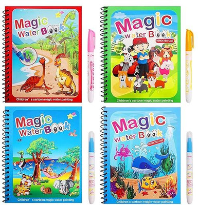 common hub Reusable Magic Water Coloring Painting Book for Kids Sketch Pad(4 Sheets, Pack of 4)