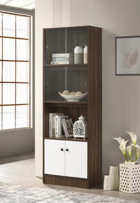 DeckUp Cove Walnut & White Engineered Wood Semi-Open Book Shelf(Finish Color - Walnut & White, DIY(Do-It-Yourself))