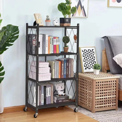 Kybero Metal Semi-Open Book Shelf(Finish Color - Black, DIY(Do-It-Yourself))