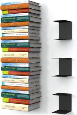 AMEXTRON Heavy Duty Wall Mount Metal U Shape Shelf Book CD DVD Storage Display Bookcase Metal Open Book Shelf(Finish Color - matte black, DIY(Do-It-Yourself))