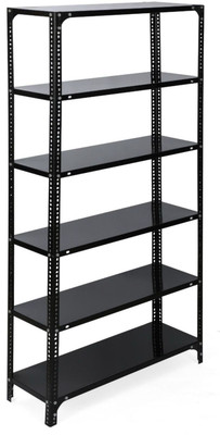 fiora Slotted Angle CRC Sheet 6 Shelves Multipurpose Storage Metal Open Book Shelf(Finish Color - Black, DIY(Do-It-Yourself))