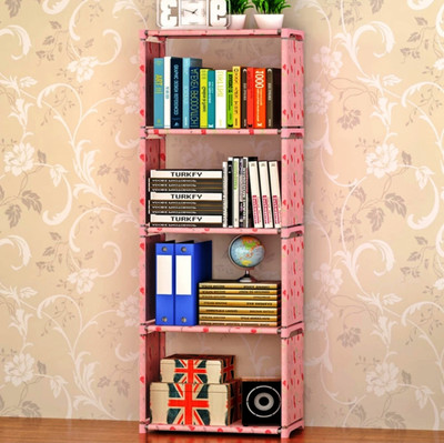 thos 5- Layer Simple Bookshelf/Multipurpose Rack/Children Bookcases Metal Open Book Shelf(Finish Color - Pink, DIY(Do-It-Yourself))