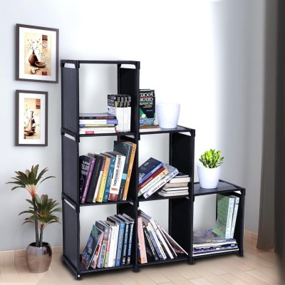 DIEKUCHE Plastic Metal 6 Shelf Book Organizer Plastic Open Book Shelf(Finish Color - Black, DIY(Do-It-Yourself))