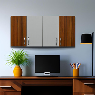 SPECIALITY PANELS 4 Doors Modular Wall Cabinet with 10 years guarantee against Borer & Termites Engineered Wood Close Book Shelf(Finish Color - Wild Wood & White, DIY(Do-It-Yourself))