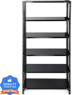 Progressive Enterprises Slotted Angle CRC Sheet 5 Shelves Multipurpose Storage Metal Open Book Shelf(Finish Color - Black, DIY(Do-It-Yourself))