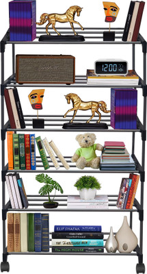 KOnline BOOKCASES Metal Open Book Shelf(Finish Color - Blackk, DIY(Do-It-Yourself))