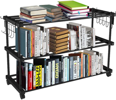 TNT The Next Trend Sturdy Premium Multipurpose Steel Shoe/Chappal/Book/Clothes Rack (3 Shelves) Metal Open Book Shelf(Finish Color - Black, DIY(Do-It-Yourself))