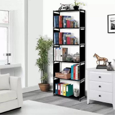 thos Plastic 6 Shelf Book Organizer Metal Open Book Shelf(Finish Color - Black, DIY(Do-It-Yourself))