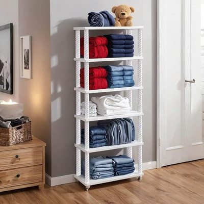 YouCopia Plastic 6 Dish Organizer Showcase rack for home Plastic Open Book Shelf(Finish Color - WHITE, DIY(Do-It-Yourself))