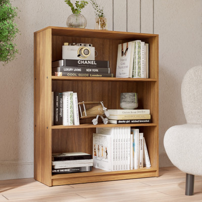 NEUDOT Whitman 3 compartment Engineered Wood Open Book Shelf(Finish Color - TEAK, Knock Down)