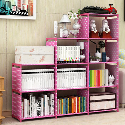 Pali Plastic Metal 9 Shelf Book Organizer Plastic Open Book Shelf(Finish Color - Pink-Dot, DIY(Do-It-Yourself))