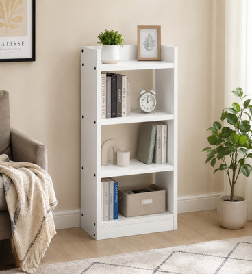 EW 4 Tier Wooden Book Rack Storage Shelf for Home Office Engineered Wood Open Book Shelf(Finish Color - White, DIY(Do-It-Yourself))