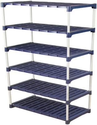 Novatic 6-Tier Multipurpose Kitchen Storage Rack, Book Stand, Floating Wall Shelves Iron, Plastic Wall Shelf(Number of Shelves - 6, Blue)