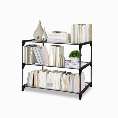 GlowSilk BOOKCASES Metal Open Book Shelf(Finish Color - BLACKK, DIY(Do-It-Yourself))