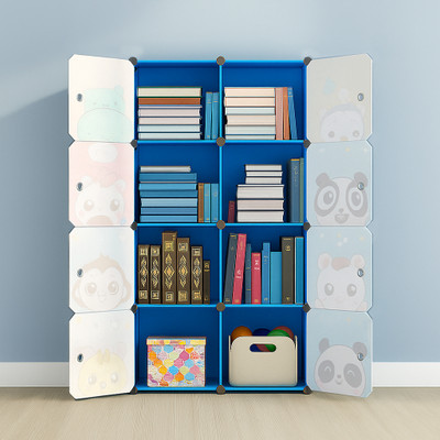 Sasimo Plastic 8 Door 8 Shelf Book Organizer door Closer Metal Open Book Shelf(Finish Color - Pinted Blue, DIY(Do-It-Yourself))
